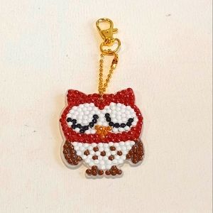 Blingy Red & White Owl Keychain